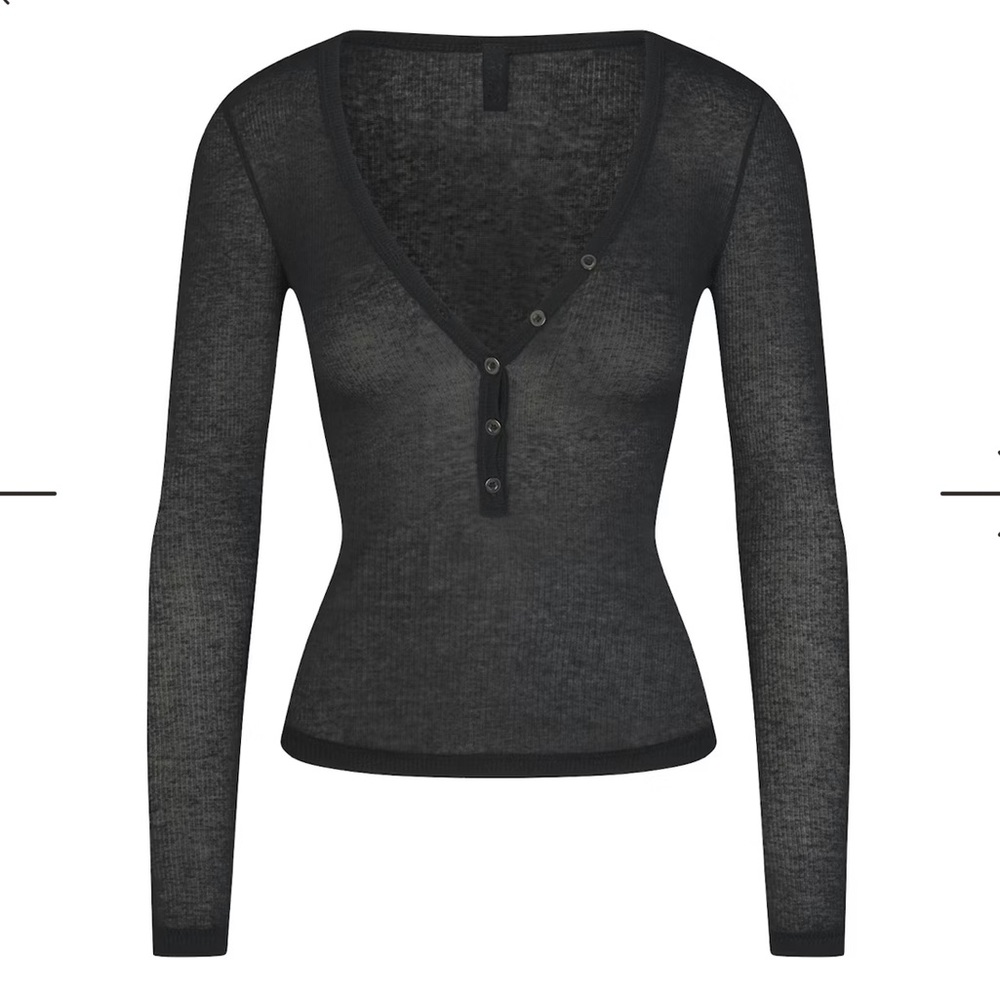 SKIMS Sheer Rib Henley ~ Soot